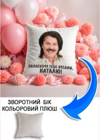 Подушка плюшева Мерч Крафт Дизайн з принтом Зібров 2 сірий плюш квадратна 33х33 см
