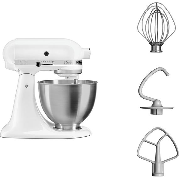 Планетарний міксер KitchenAid Classic 5K45SSEWH, 4.3 л, білий глянець | Зображення 1