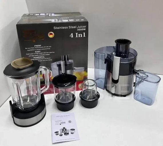 Електричний соковитискач 4в1 Zepline ZP-122 шнековий з реверсом, блендер, кофемолка, подрібнювач 3000Вт (47624-Z-122_1883) | Зображення 2