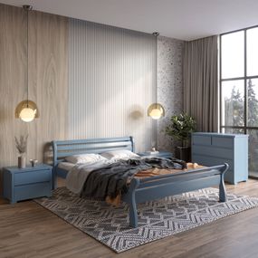 Двоспальне дерев&#039;яне ліжко Mebigrand Верона Сіро-синій (S7010R90B) 140х190 см (MBG-4592)