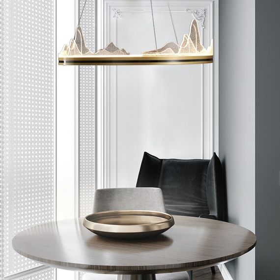 Люстра світлодіодна підвісна LED світильник для квартири на стелю лед 26902 Латунь 40-150х100х100 см. | Зображення 2