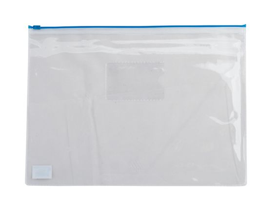 Папка-конверт на молнии zip-lock, А4, BM.3946-99 BUROMAX глянцевый прозрачный пластик, цветная (4823078953377) Синій