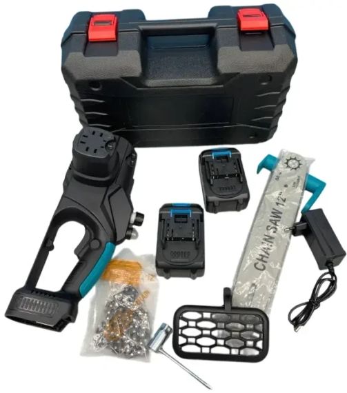 Ланцюгова пила з шиною 12 дюймів і 2 акумуляторами 48 В кейсі Electric Saw Blue | Зображення 9