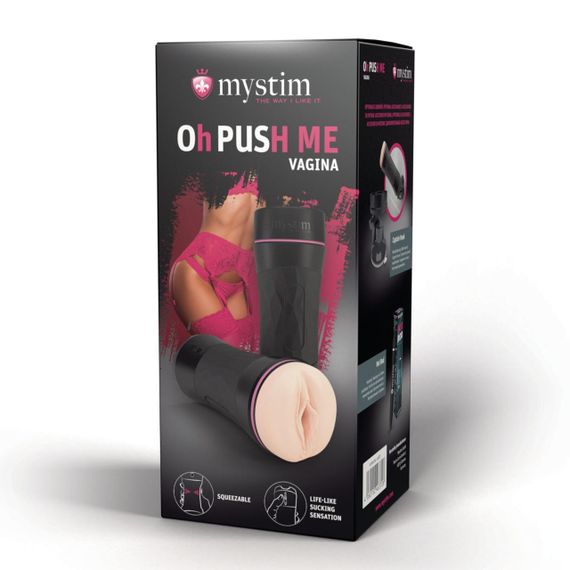 Мастурбатор-вагіна Mystim O(h) PUSH ME Vagina, можна стискати та регулювати вакуум Sex Aura | Зображення 7