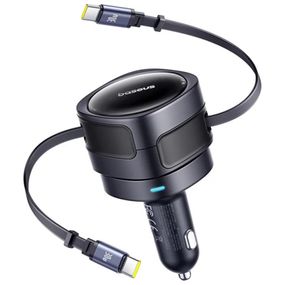 АЗП Baseus Enjoyment Max PD60W with retractable cable (2USB-C) (C00035507121) Cosmic Black