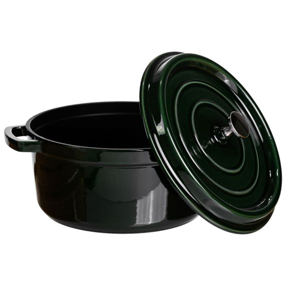 Кокотниця чавунна емальована 4,5 л, малахіт Yiwu HP-FLG-11 green | Зображення 2
