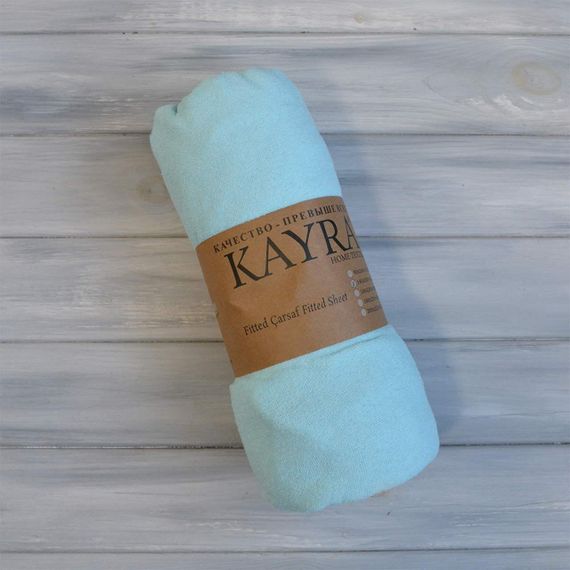 Простынь 160x200+25см махровая на резинке светло-бирюзовая