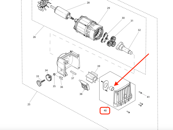 Кожух передній подрібнювача Makita UD2500 (652024822) | Зображення 6