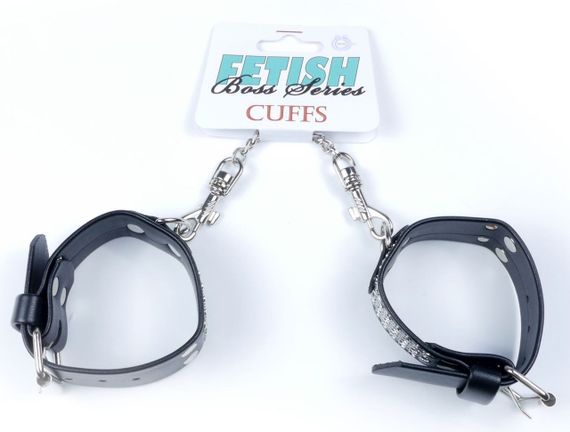 Наручники из искуственной кожи с кристаллами Fetish Boss Series - Handcuffs with cristals Silver, BS3300094 Sex Aura | Зображення 5