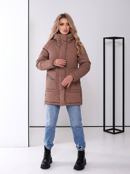 Жіноча зимова куртка з капюшоном, арт. 509, кава | Зображення 7