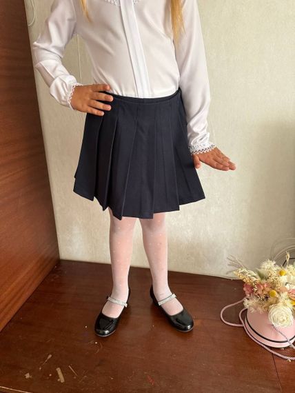 Дитяча шкільна спідниця-шорти на дівчинку в складку колір чорний розмір 122, SBR560 | Зображення 3