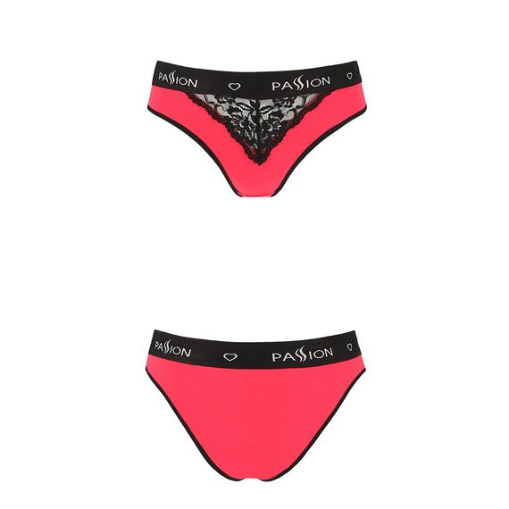 Трусики с широкой резинкой и кружевом Passion PS001 PANTIES S, red-black | Зображення 3