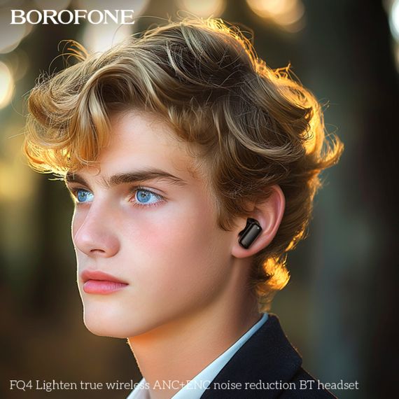 Навушники BOROFONE FQ4 Lighten true wireless ANC+ENC noise reduction BT headset Black | Зображення 3