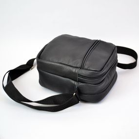 Сумка месенджер із натуральної шкіри, чоловіча велика сумка на 4 кишені з GY-789 чорною блискавкою