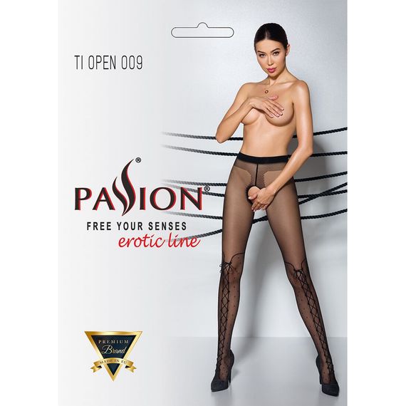 Колготки з відкритим доступом, імітація ботфорт Passion TIOPEN 009 3/4 (20 den), black | Зображення 4