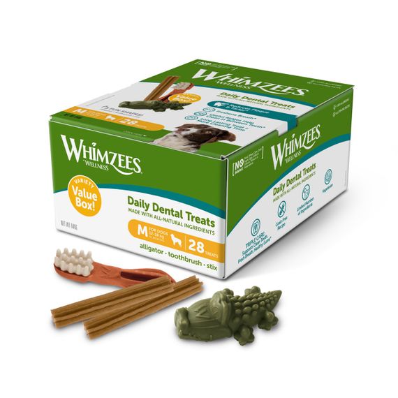 Набір ласощів для чищення зубів у собак середніх порід Whimzees Variety Value Box M, 28 шт | Зображення 1