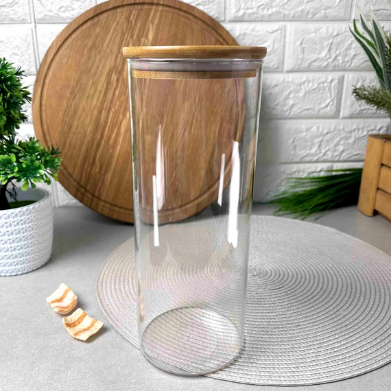 Скляна банка Bamboo GK-5223 для зберігання з бамбуковою кришкою 1700 мл Прозорий | Зображення 3