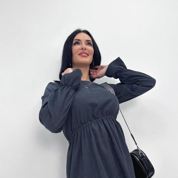 Женское модное вельветовое платье с завышенной талией GF08574 цвет темно-серый, размер 46/48 | Зображення 1