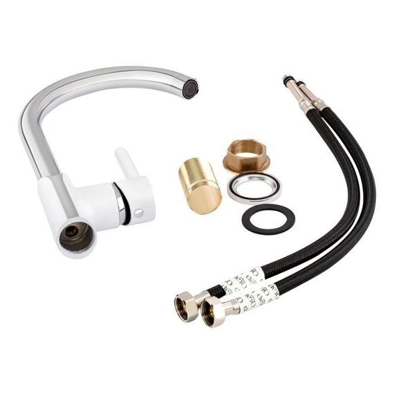 Змішувач для кухні Qtap Grand QTGRAWCR007F Chrome/White | Зображення 6