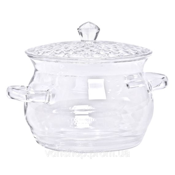 Скляна каструля прозора з кришкою 2 (л) жаростійка HP-33-1 | Зображення 1