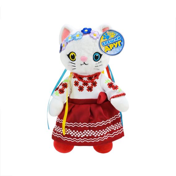 Детская мягкая игрушка "Кошка украиночка" PL8242ua традиционное платье, 31 см