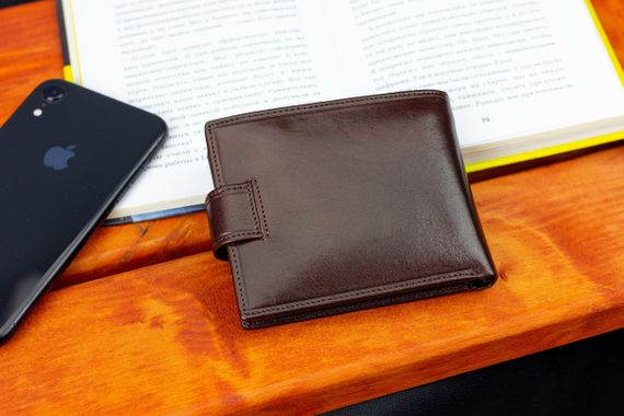 Коричневое мужское портмоне на кнопке из натуральной кожи Marco Coverna B047-802 | Зображення 9