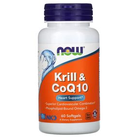 Масло криля и коэнзим NOW Krill &amp; CoQ10, 60 Softgels