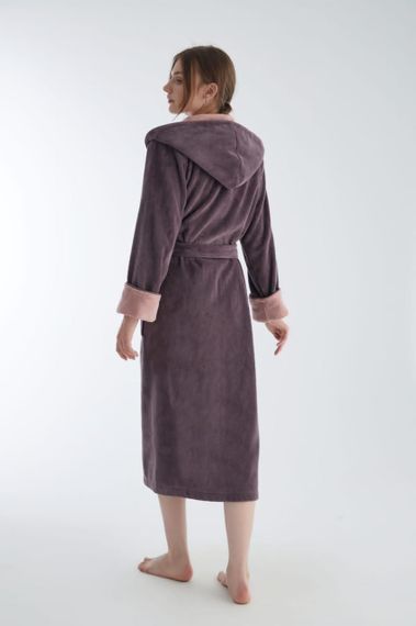 Жіночий халат Nusa 4145 махровий з капюшоном, ліловий S | Зображення 1