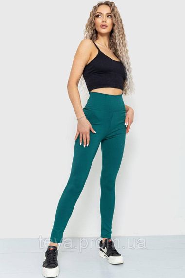 Лосини жіночі в рубчик, колір темно-зелений, розмір S FA_003288 | Зображення 6