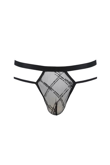Мереживні чоловічі стрінги Passion 029 Collin Thong, Чорний, 2XL, 3XL, Великі розміри | Зображення 2