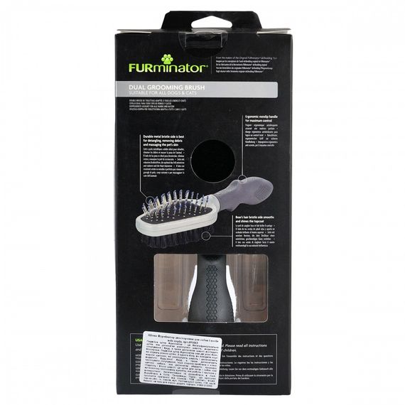 Гребінець-щітка FURminator для котів та собак двостороння з гумовою ручкою та захисними кульками | Зображення 2