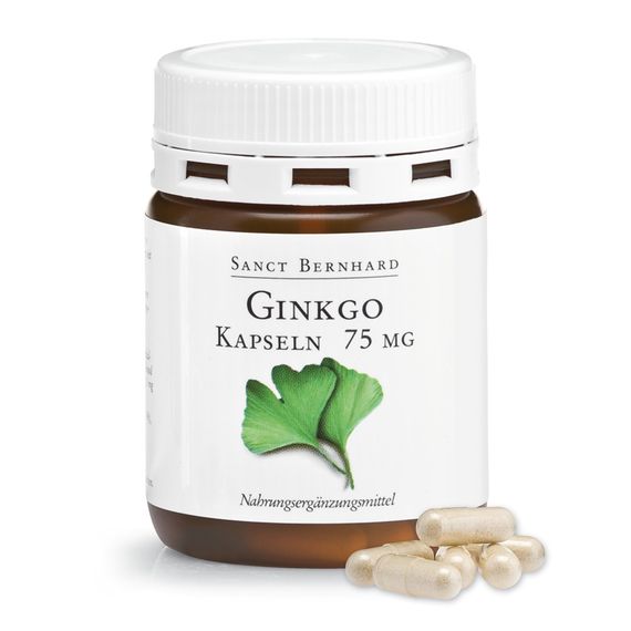 Вітаміни "Sanct Bernhard - Ginkgo biloba", екстракт Гінкго білоба 75 мг., для серця, судин, кровообігу, 30 шт., Німеччина