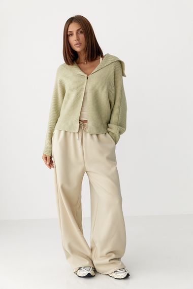 В'язаний кардиган з відкладним коміром - м'ятний цвет, ONE SIZE (є розміри) | Зображення 2