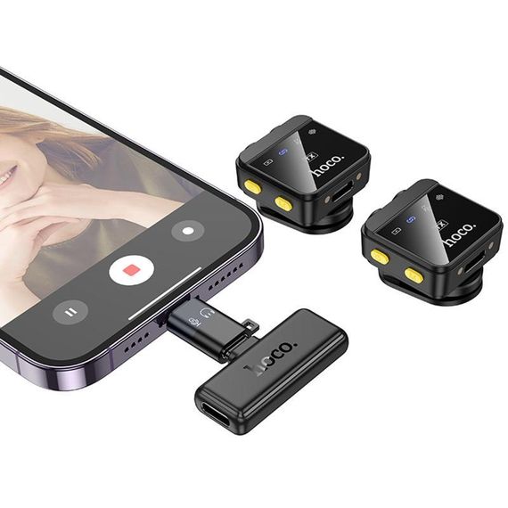 Петличний бездротовий мікрофон Hoco L17 Dual-mic magnetic (Lightning/Type-C) Black | Зображення 2