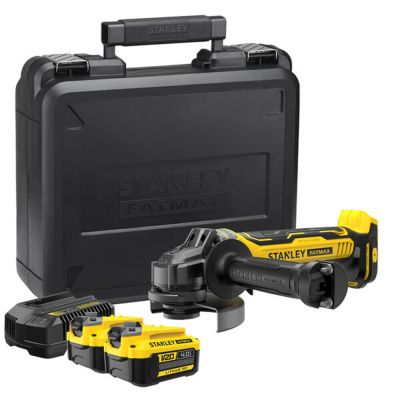 Шлифовальная машина Stanley угловая аккум безщеточная FATMAX,Li-Ion V20, 18В, 2x4Ah, 8000об/мин, 125 мм, кейс (SFMCG700M2K) | Зображення 2