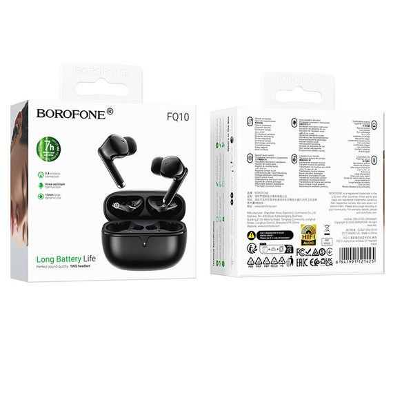 Беспроводные TWS наушники BOROFONE FQ10 Joyful Black | Зображення 2