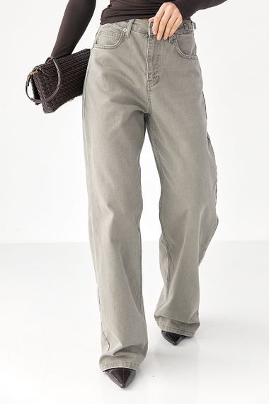 Джинси Palazzo із затяжками на талії - сірий цвет, 40р (є розміри)