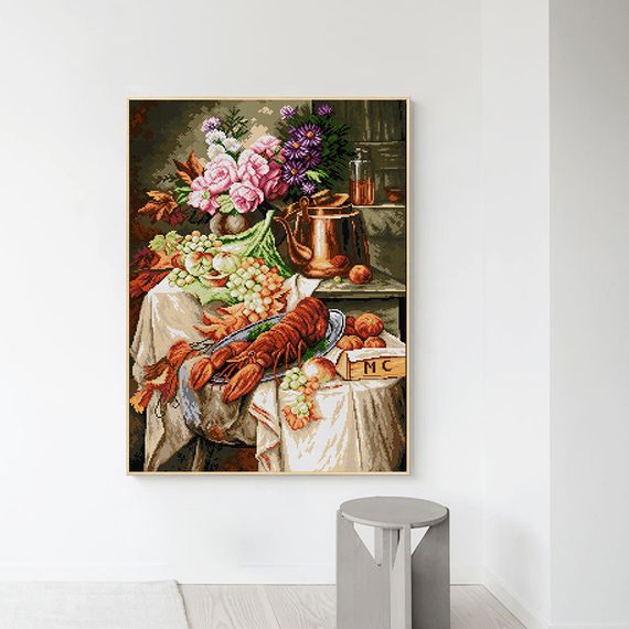 Набір для вишивання за нанесеною на канву схемою "Flowers Fruit Lobster". AIDA 14CT printed 44*57 см | Зображення 9