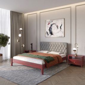 Полуторне дерев&#039;яне ліжко Mebigrand Венеція ДК Махонь/Аляска 93 (Сірий) 120х200 см