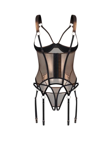Корсет Obsessive Soranna cupless corset & crotchless thong S/M, Бронзовий, 2XL/3XL | Зображення 4