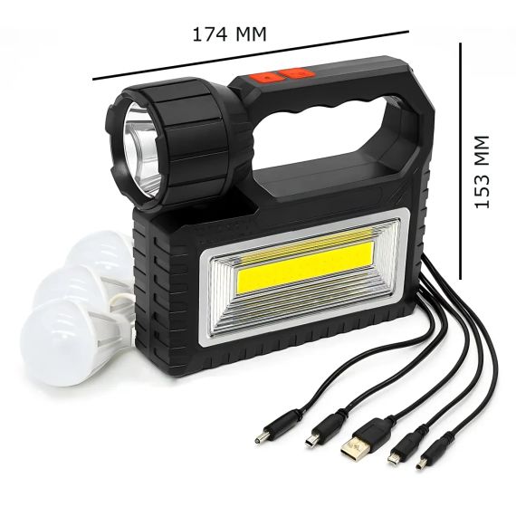 Солнечная зарядная станция OK-718S-A с LED+COB фонарём 10 Вт, PowerBank, солнечная панель, 3 выносные лампы, аккумуляторная ручная | Зображення 7