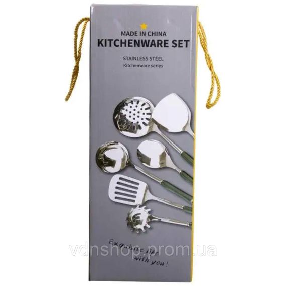 Набір кухонного приладдя на підставці 7 предметів кухонні аксесуари на підставці Білий із сріблястим HP-20-70 | Зображення 7