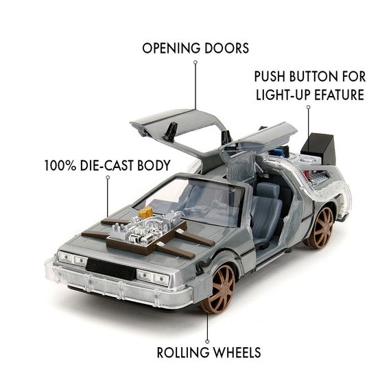 Игровая металлическая машинка Назад в будуйщее 3 Time machine с светодиодами | Зображення 7