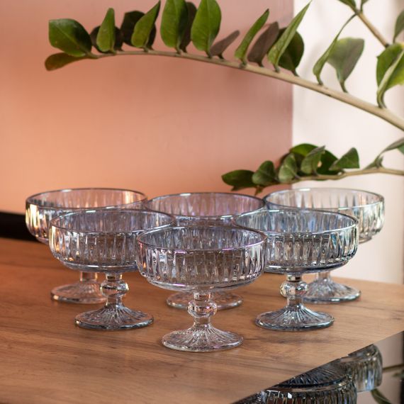 Набор креманок на ножке 6 шт 300 (мл) Голубой HP-19-70 | Зображення 3