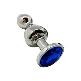 Металлическая анальна пробка Wooomy Lollypop Double Ball Metal Plug Blue L диаметр 3,5, длина 10,5см Sex Aura