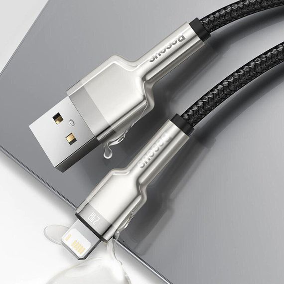 Дата кабель Baseus Cafule Metal USB to Lightning 2.4A (1m) (CALJK-A0) Black | Зображення 1