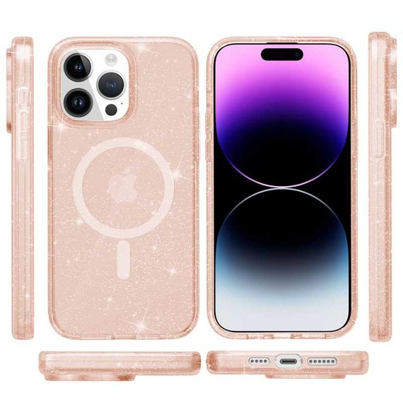 Чехол TPU Galaxy Sparkle (MagFit) для Apple iPhone 14 Pro Max (6.7") Gold+Glitter | Зображення 1