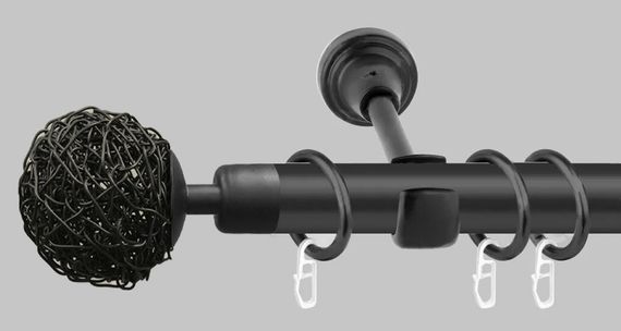 Чорний матовий Карниз для штор металевий, однорядний 19 мм (комплект) Мівіна 240 див.