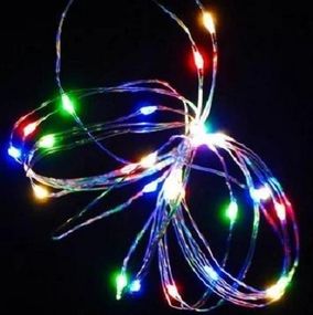 Новогодняя гирлянда роса на батарейках c USB 50 LED 5м мультицветная