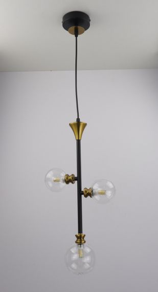 Люстра підвісна LOFT на 3 лампочки 25719 Чорний 55-130х10х23 см. | Зображення 2